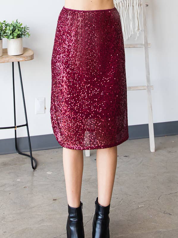 Casual Mid-Length Sequin Side Slit Pencil Skirt S4822 for wholesale by 7th Ray