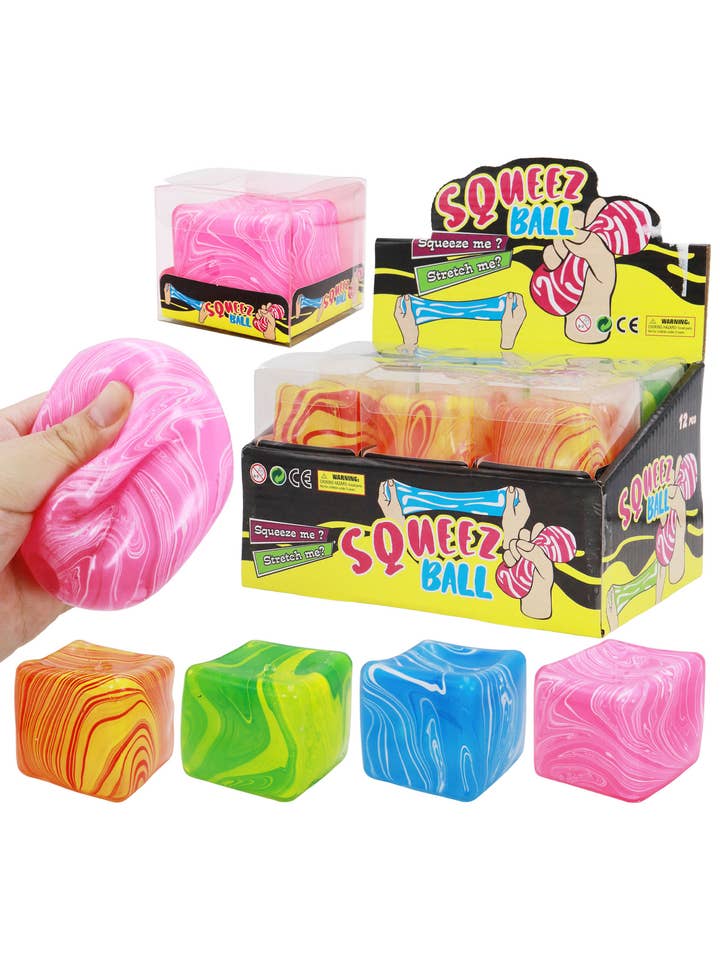 Marmoreret Terning Putty Fyldt Squishy - 12 stk. for engroshandel hos Cap Zone
