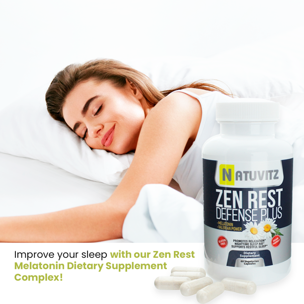 Natuvitz - Venta al por mayor Suplementos/vitaminas para beber - Suplemento dietético de melatonina Zen Rest, complejo para ayudar a dormir con5