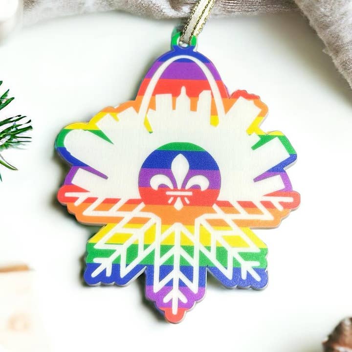 St. Louis Pride Skyline - Fleur De Lis - Christmas Ornament for wholesale by Sleepy Magnolia Designs