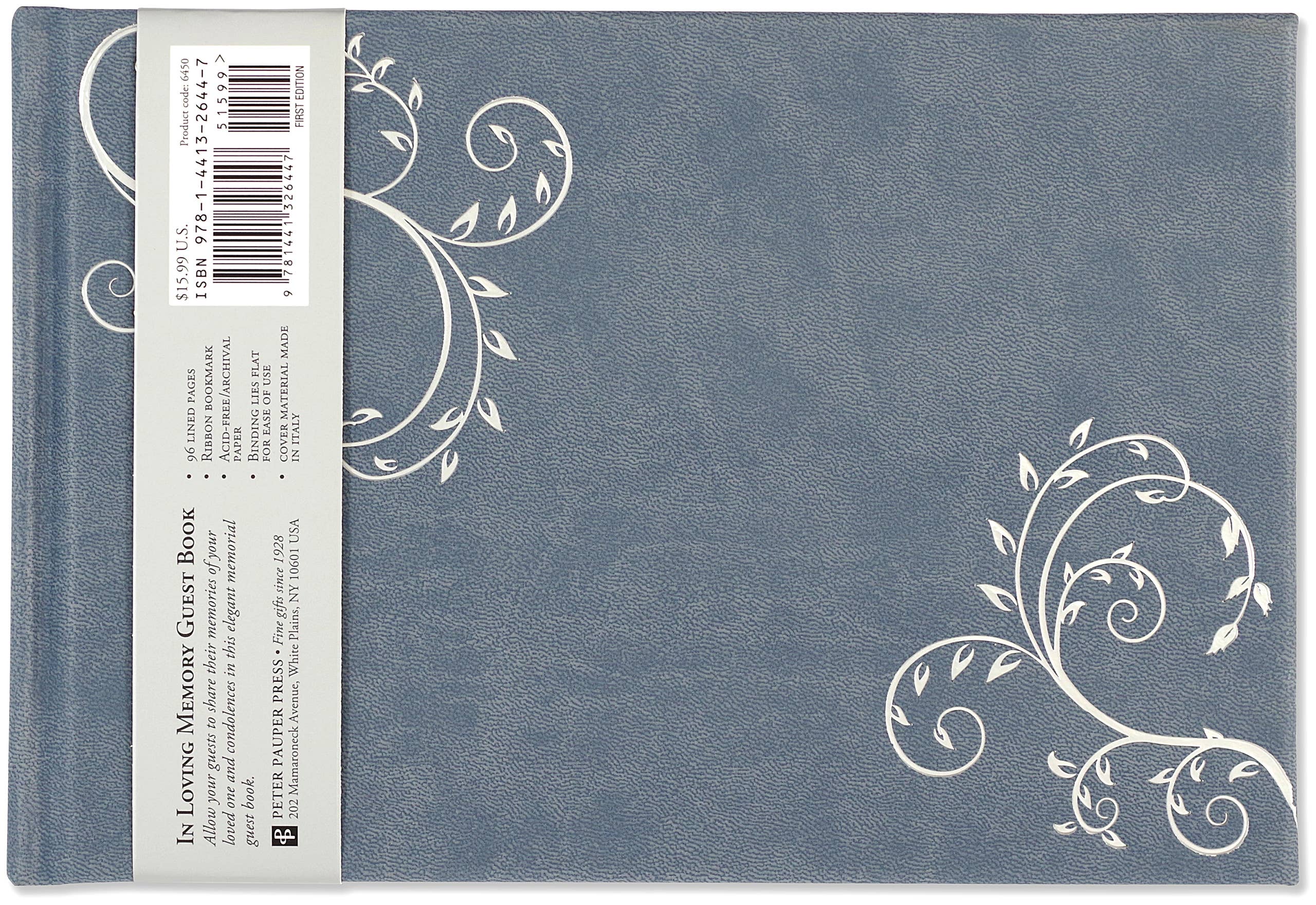 Peter Pauper Press - Wholesale Address Book - In Loving Memory Guest Book (Blue)2