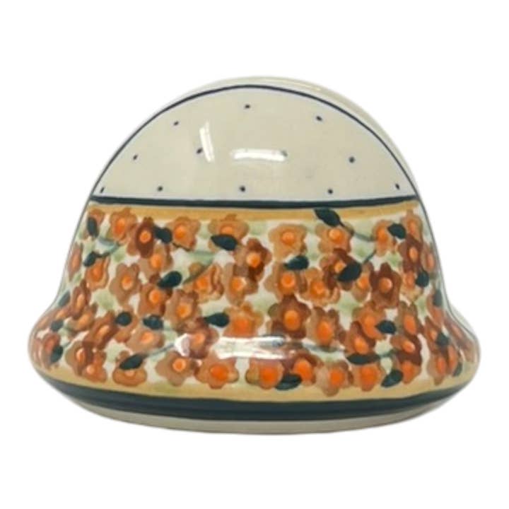 Napkin Holder, Round, 3" in "Orange Wreath" by Zaklady | Y1109-DU52 for wholesale by Polish Pottery Outlet
