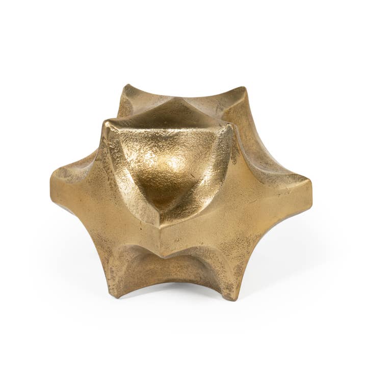 HomeRoots - Wholesale Sculpture - 5" Gold Aluminum Faceted Orb Tabletop Sculpture3