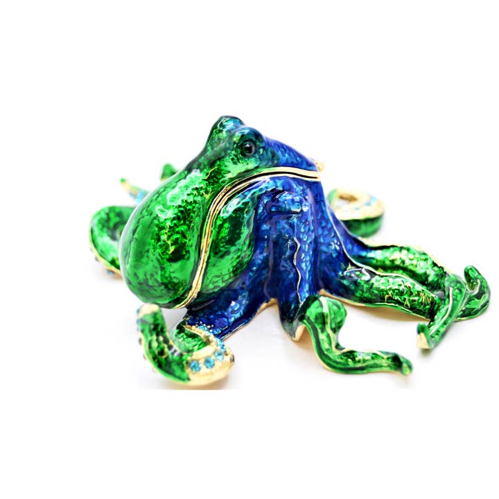 Ciel Collectables - Vente Boîte/rangement à bijoux - Boîte à bijoux Blue Octopus. Fabriqué à la main avec Swarovski11
