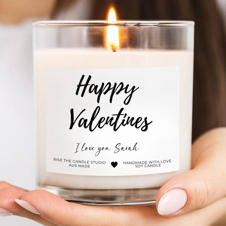 Happy Valentine's Day Personalised Valentine's Day Candle for wholesale by RISEthecandlestudio