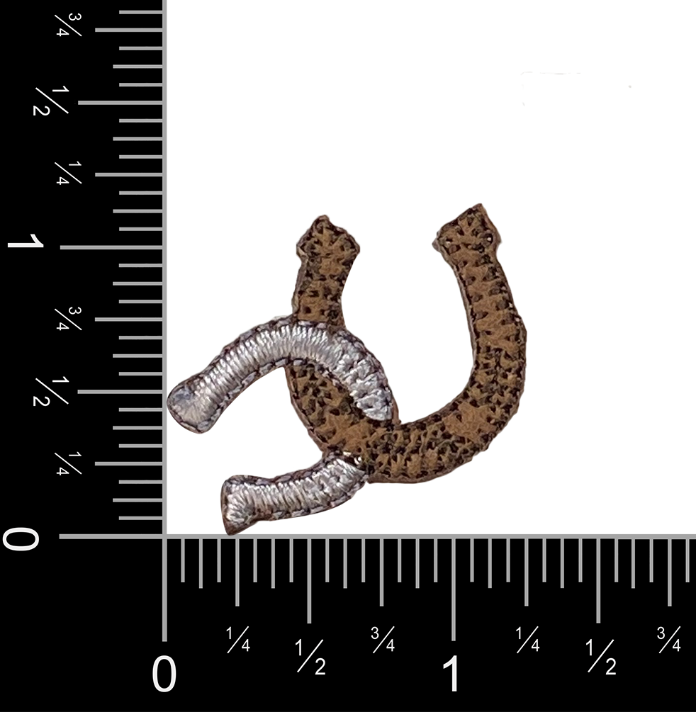 Wholesale Applique - Wholesale Patch - Mini Brown and Silver Horseshoe, Western - Iron on Patch1
