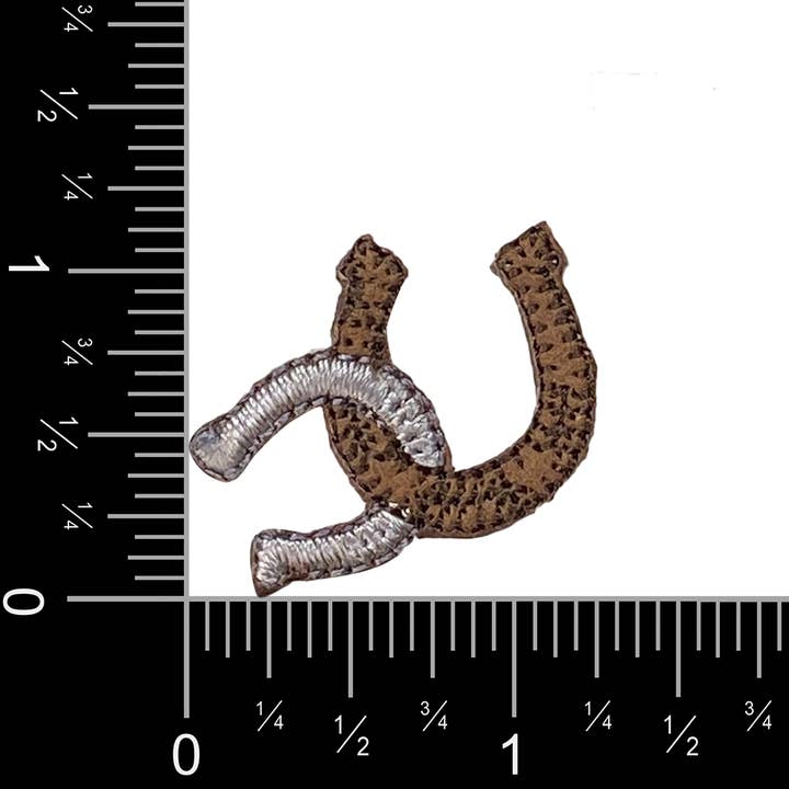 Wholesale Applique - Wholesale Patch - Mini Brown and Silver Horseshoe, Western - Iron on Patch1