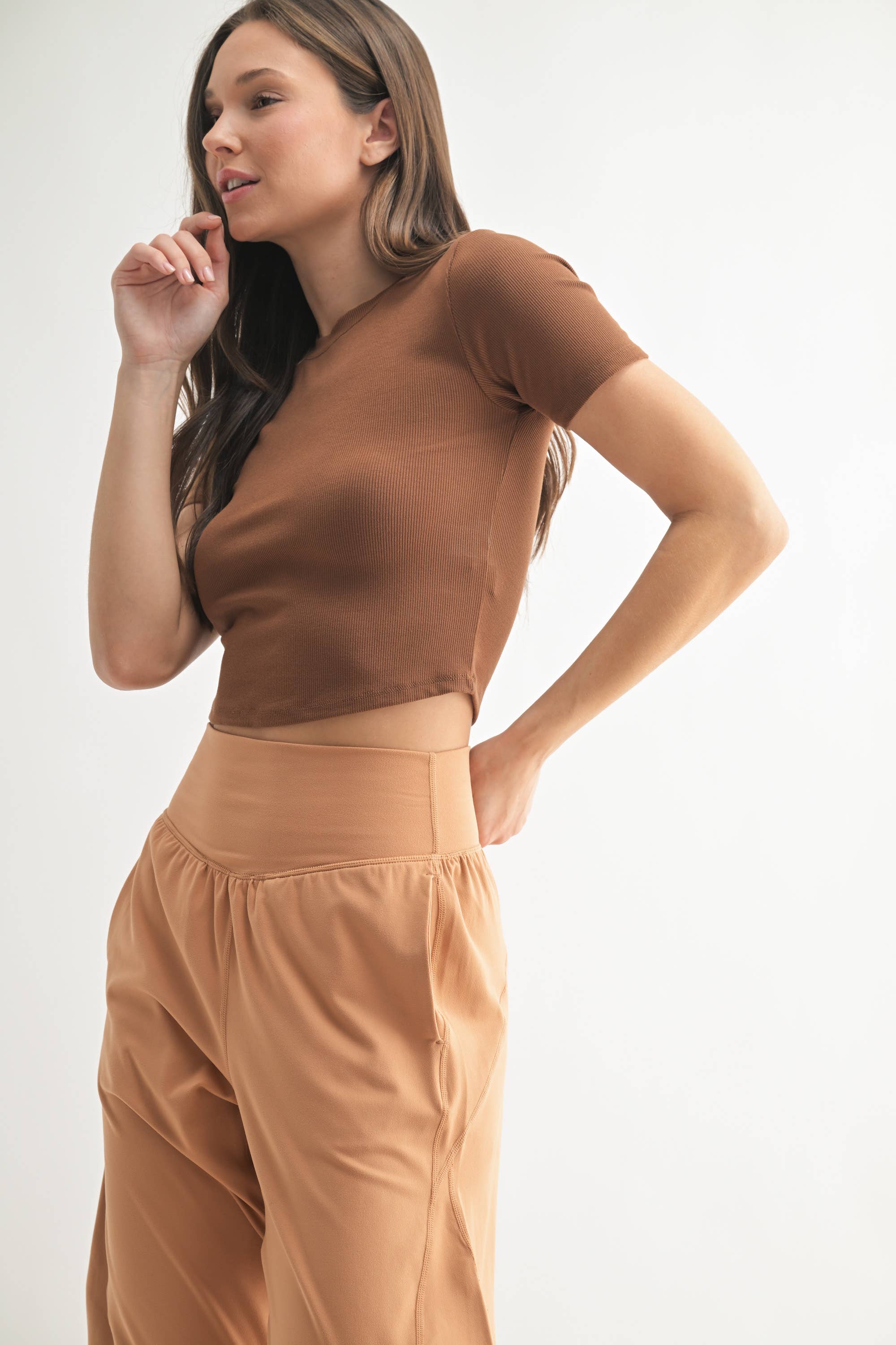 Mono B - Wholesale Athletic Top - Women's - Essential Micro-Ribbed Athleisure Baby Tee5