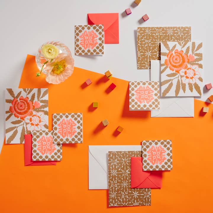 Set di cartoline Inez Vibrant Bold Pattern per la vendita all'ingrosso da parte di Jenny Hoitt LTD