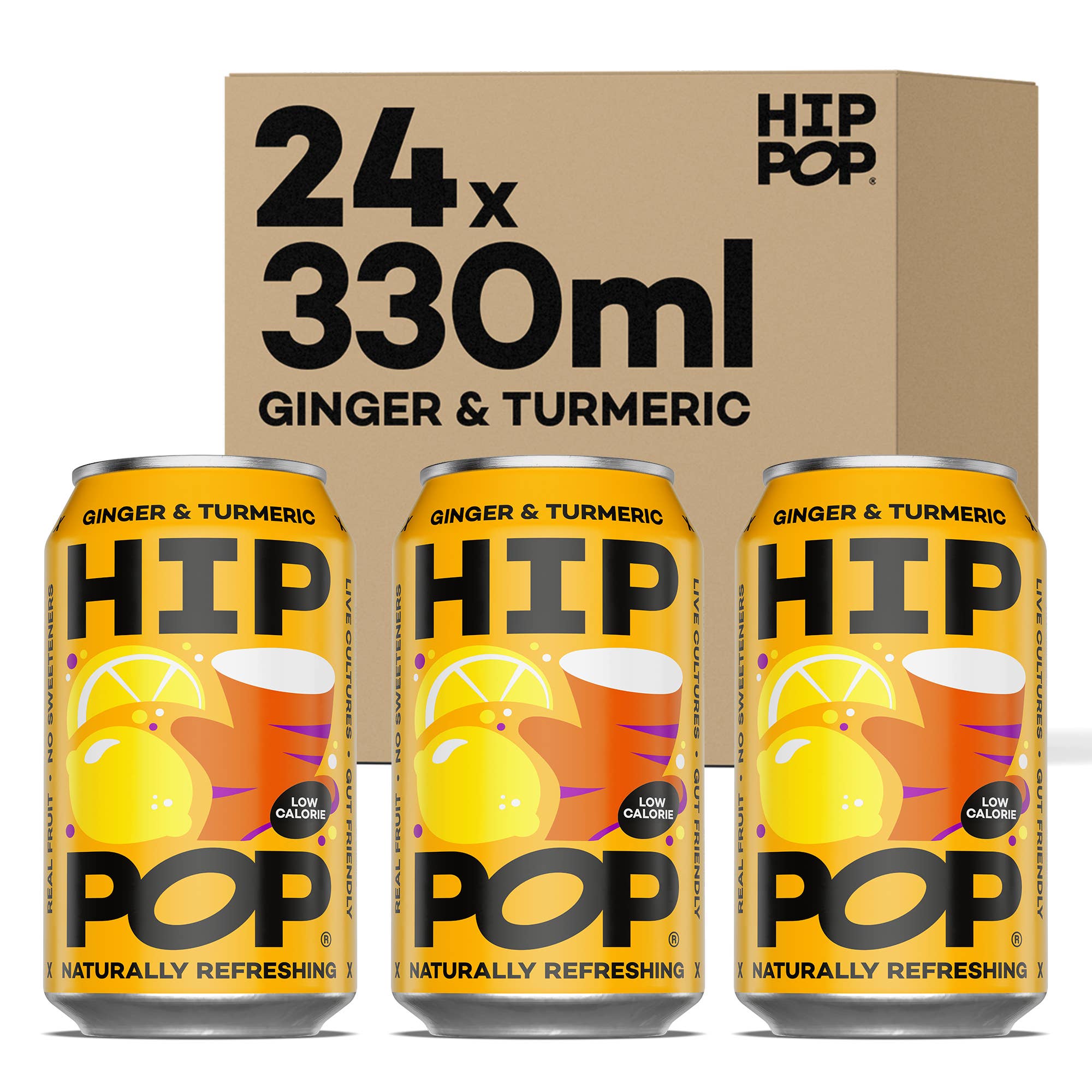 Hip Pop - Vendita all'ingrosso Bibite/bevande gassate - Bibita prebiotica e probiotica allo zenzero e curcuma con ACV, confezione da 241