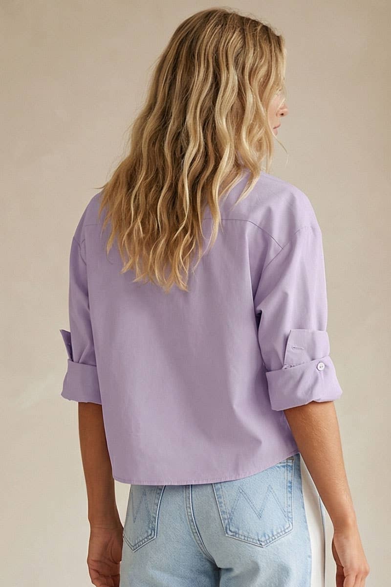 Naked Zebra - Wholesale Blouse - Women's - Rolled Sleeve Button Up Blouse17