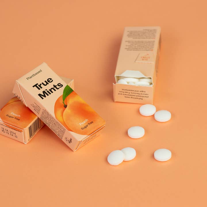 Gourmandise - Wholesale Mints - Plastic free mints Peach flavour True Mints1