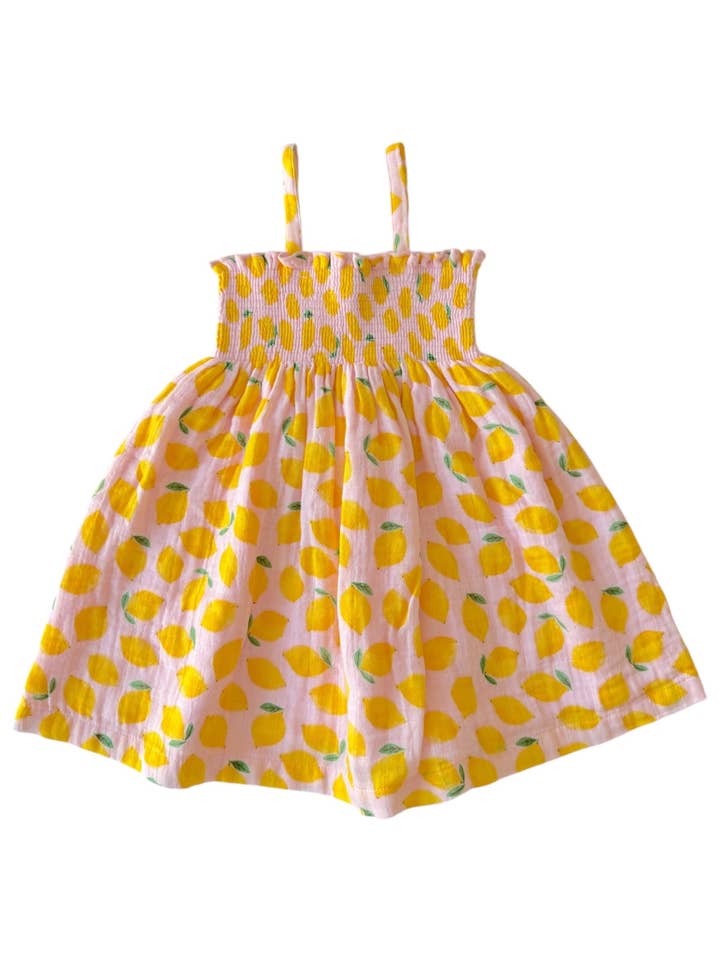SIIX Collection - Wholesale Dress - Kids - Lemon Sorbet / Muslin Smocked Tube Dress