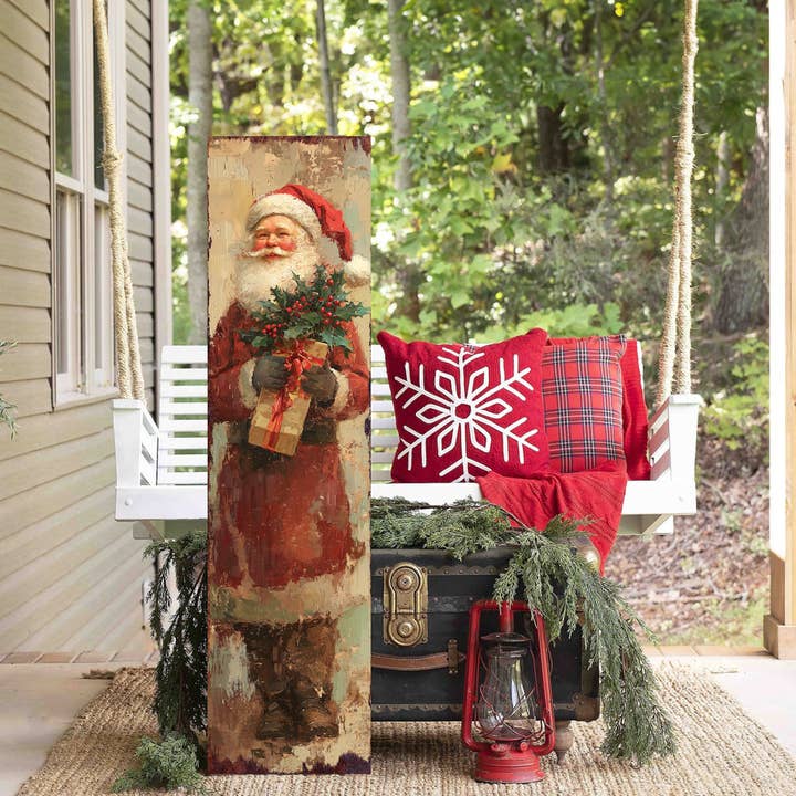 Vintage Christmas Santa Porch Sign | Festive Outdoor Welcome Decor for wholesale by TX USA Corporation