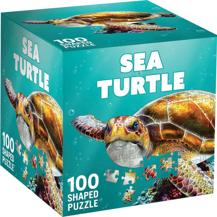 Masterpieces Puzzles - Wholesale Puzzle - Kids - Sea Turtle 100 Piece Shaped Jigsaw Puzzle