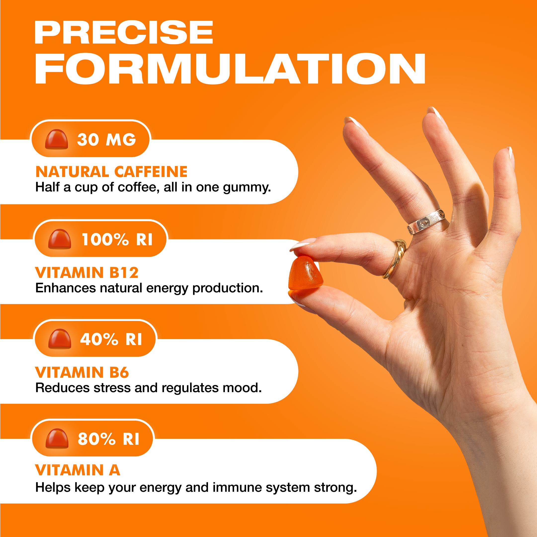 Energy Bytes – Suplemento/vitamina oral por atacado – Gomas de Cafeína Energy Bytes | Orange Crush | Pacote com 13