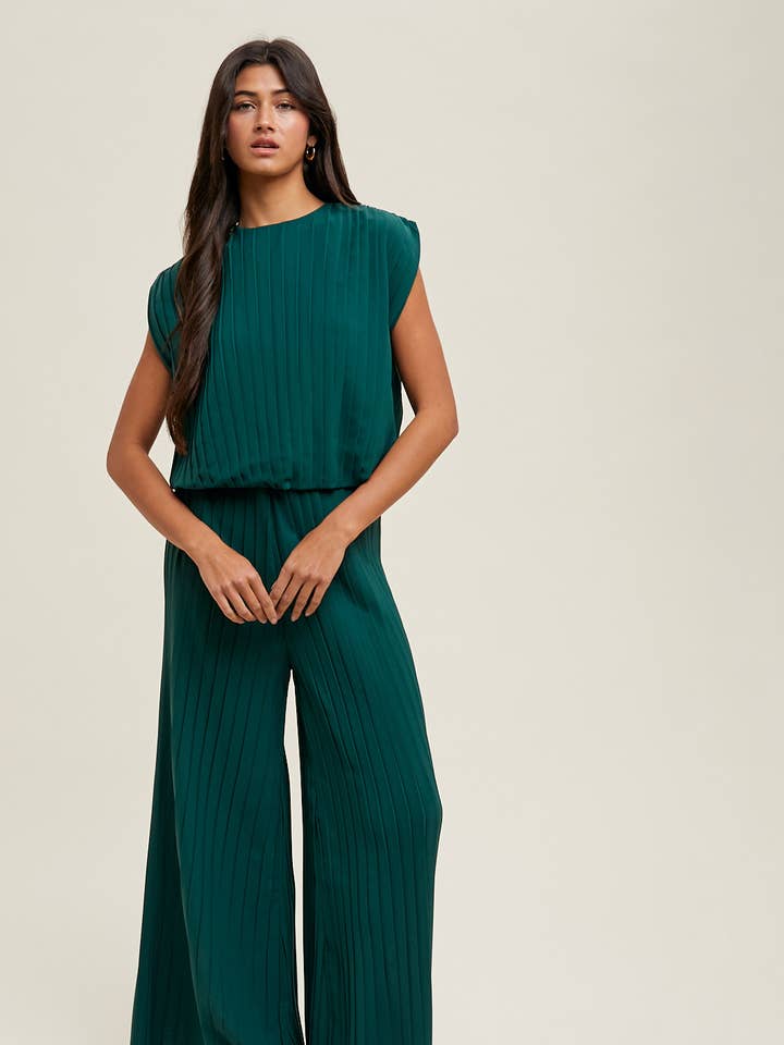 PLEATED TOP AND PANTS SET / WL25-10367 for wholesale by Wishlist Apparel