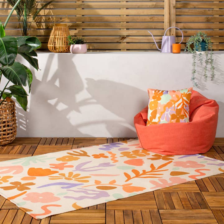 Tapis lavable Amelie 120 x 170 cm pour intérieur/extérieur, orange/lilas pour la vente par Riva Home