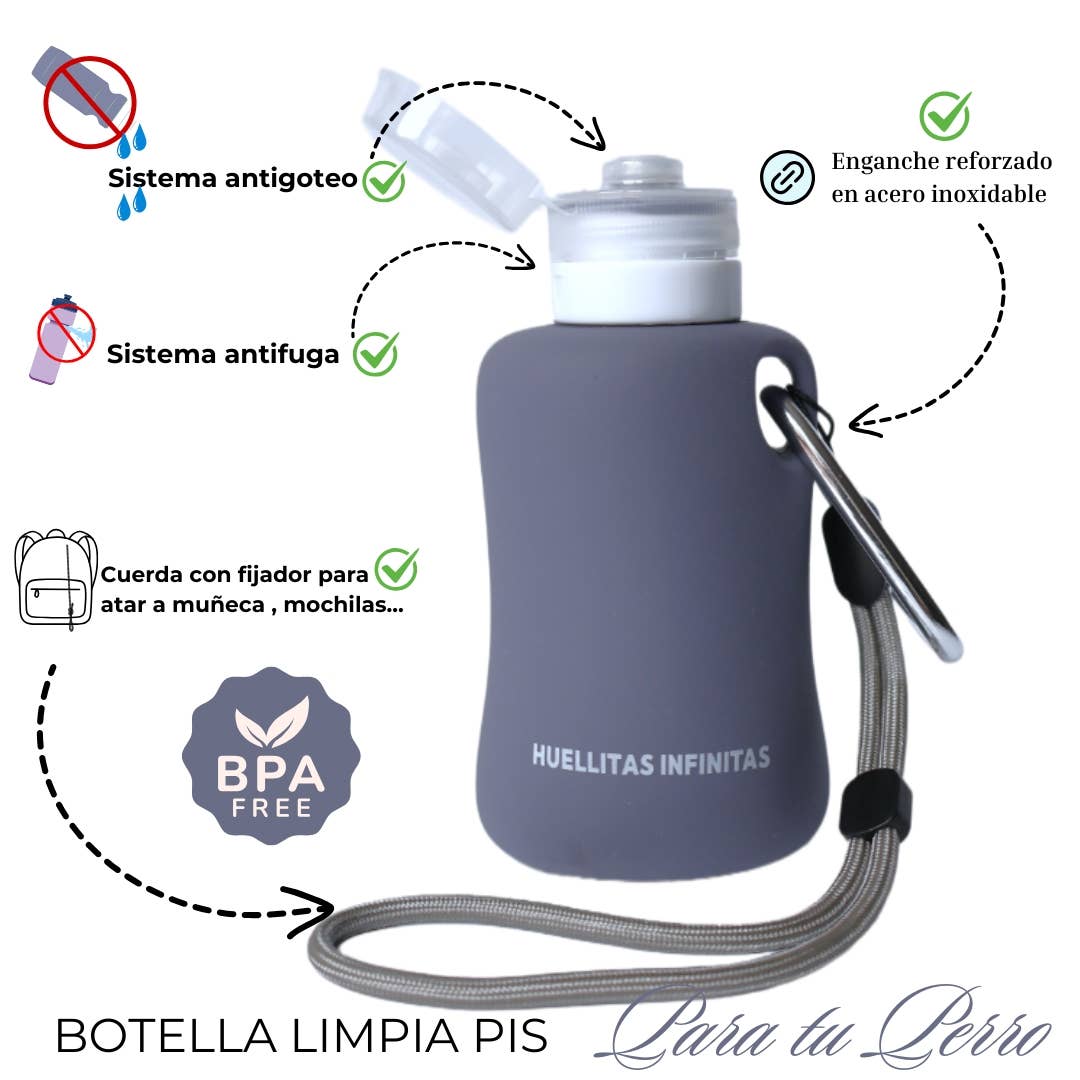 Angel Herrero Meléndez - Marca: HUELLITAS INFINITAS – Großhandel Haustierreinigung – Schiefergraue Pee Cleaner-Flasche1