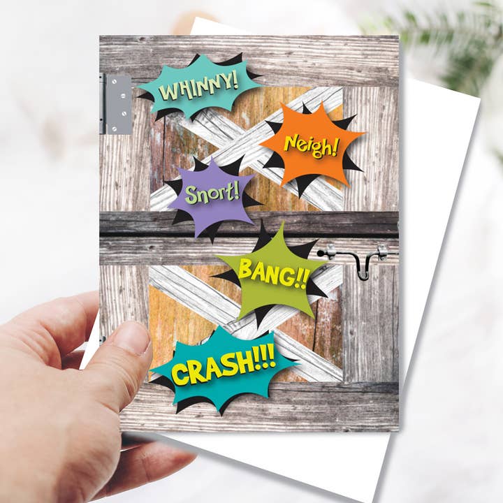 Horse Hollow Press - Wholesale Birthday Card - Horse Greeting Birthday Card / Bang, Crash, Neigh! / Funny
