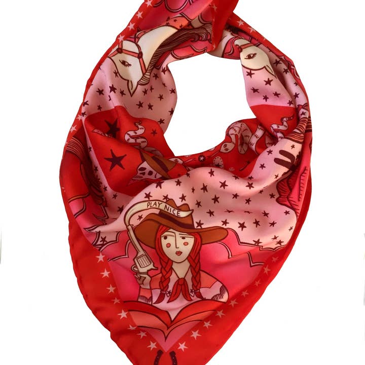 Su Owen - Wholesale Scarf - Unisex - Cowgirl Unisex Eco Pocket Square/Neckerchief