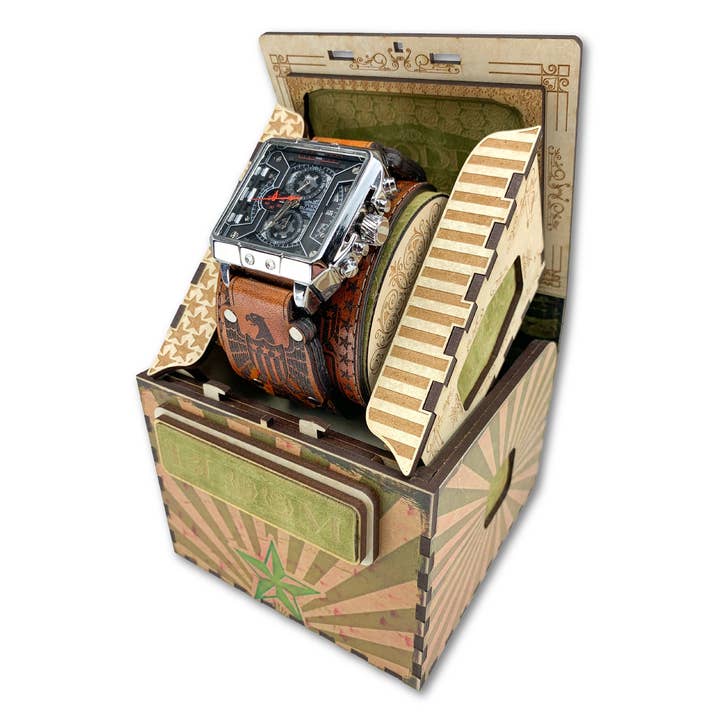 WAR EAGLE I-MENS HAND MADE-FULL GRAIN LEATHER-WATCH for wholesale by TODD BLOOM