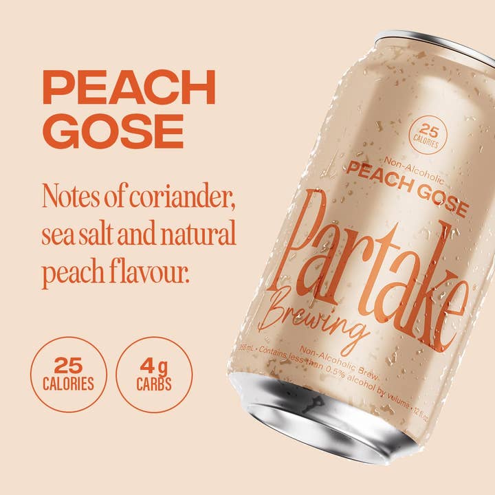 Partake Brewing - Wholesale Non-Alcoholic Beer - Partake Brewing Non-alcoholic beer - Peach Gose - 24 pack