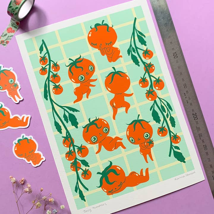 Hannakin - Wholesale Art print - Juicy Tomatoes - A4 Print