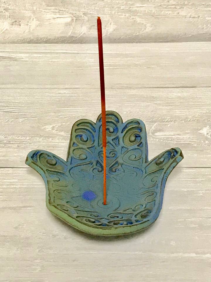 Suporte de incenso Hamsa, prato de borrão por atacado de Bari Moss Ceramics