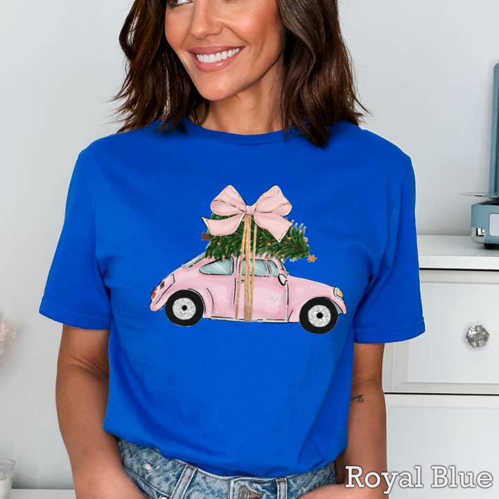 Shoppe SHC - Wholesale T-shirt (graphic) – women's - Pink Christmas Car Christmas 2025 Graphic Tee | Gildan16