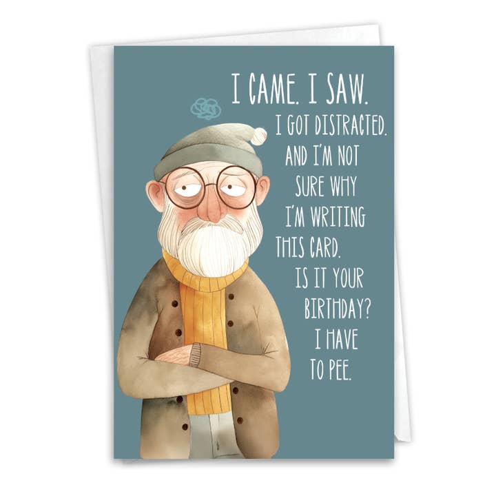 NobleWorks - Wholesale Birthday Card - 1 Funny Birthday Greeting Card - Got Distracted - NobleWorks