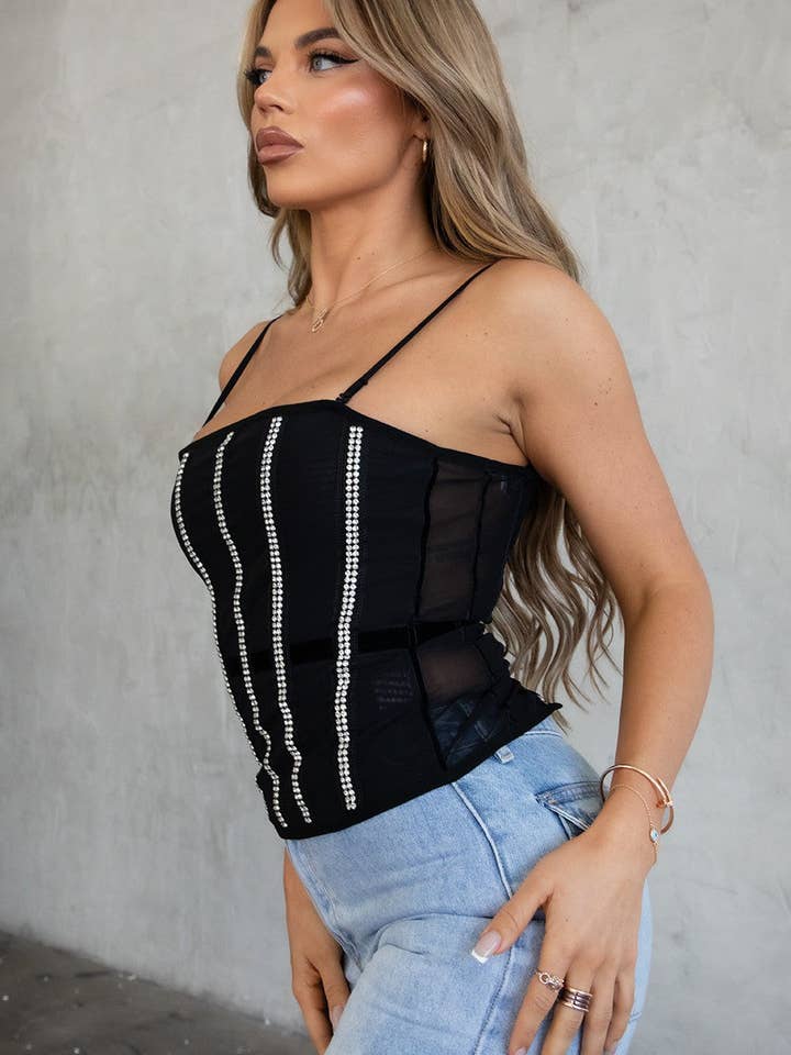 BLACK LURE Mesh Rhinestone Corset
TA28758-LURE for wholesale on Faire