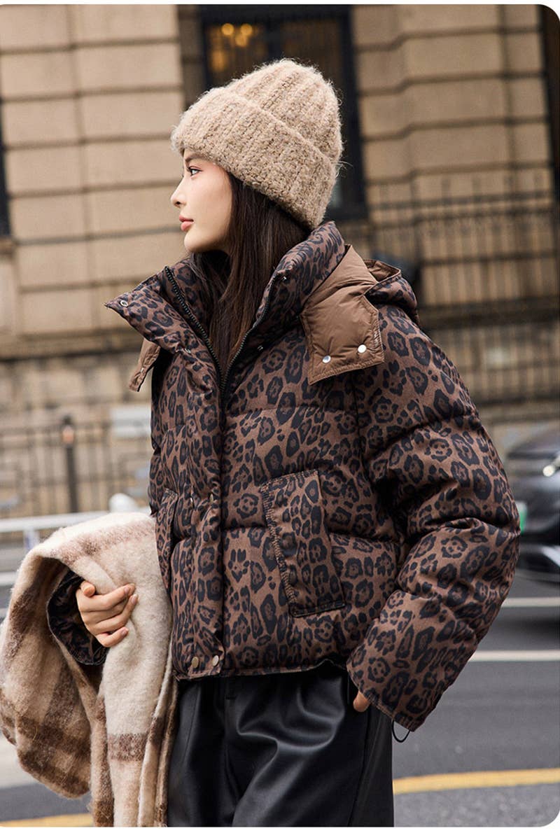 Lily Clothing - Wholesale Jacket - Women's - Hooded contracted leopard cotton-padded jacket10