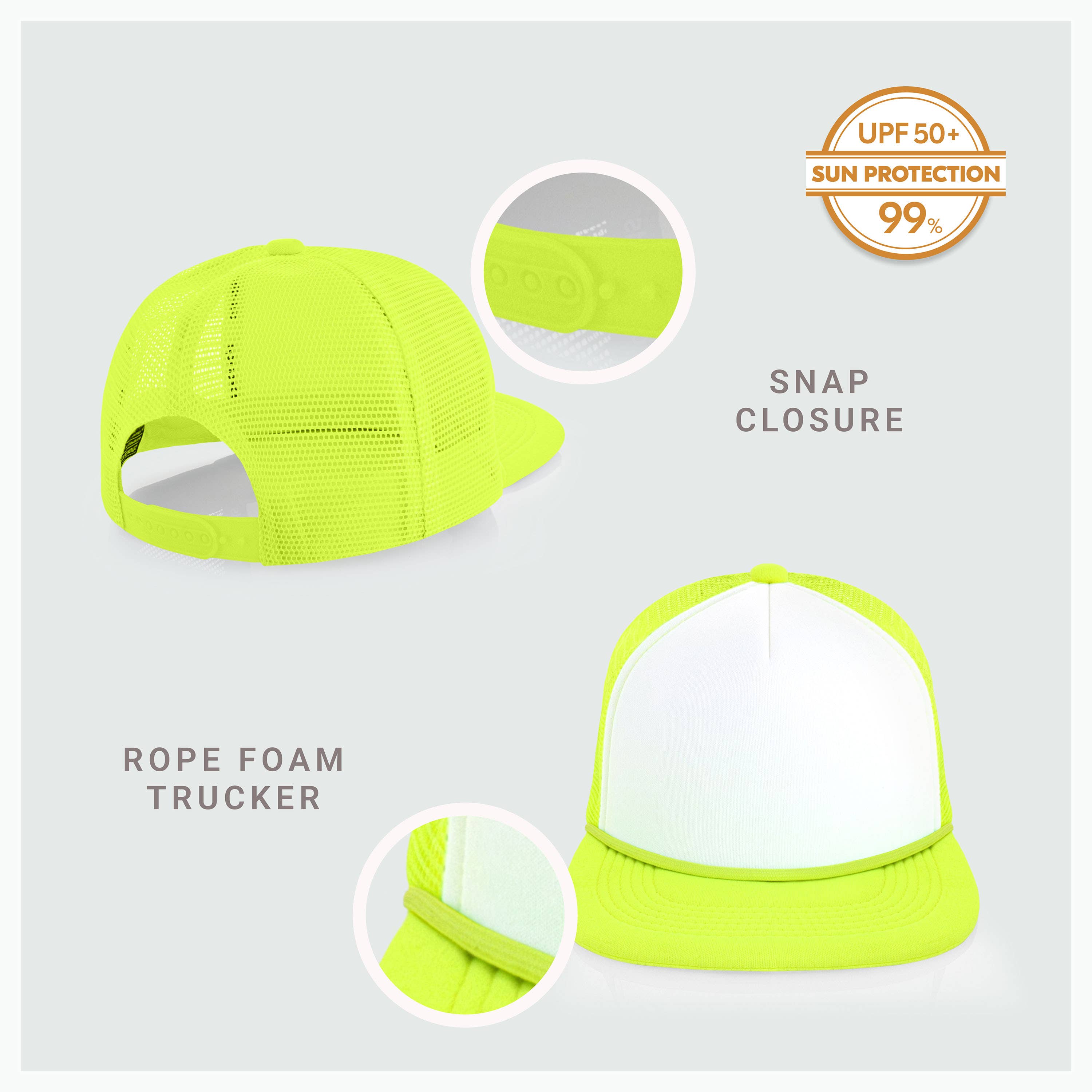 ChoKoLids - Wholesale Trucker Hat - Men's - CHOK.LIDS Plain Two-tone Foam Trucker Flat Bill Cap with Rop17