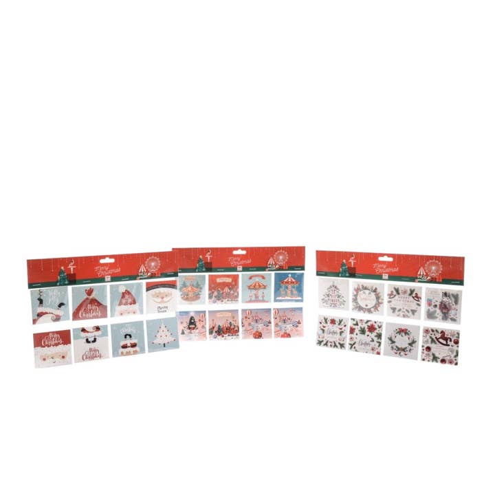 Set of 8 Christmas Carol Greeting Cards 6x6cm for wholesale by pirotta srl