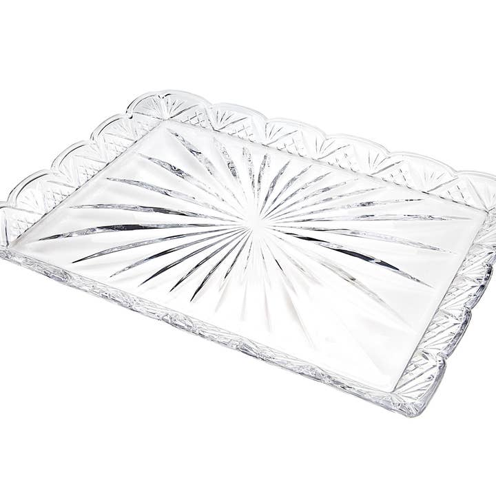 HomeRoots - Wholesale Serving Tray - 12" Clear Rectangular Crystal Serving Tray