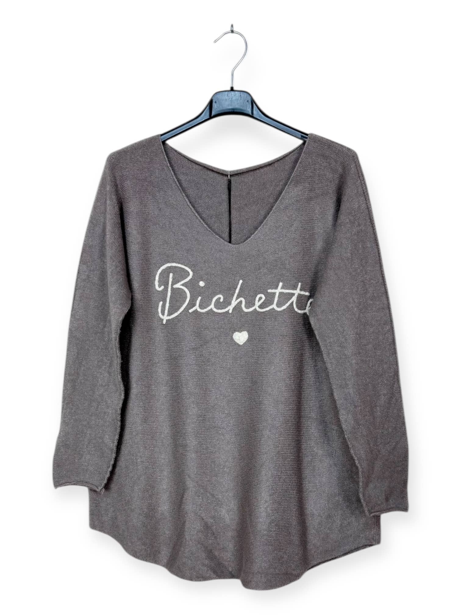 Lucky Nana - Wholesale Knit Sweater - Women's - AH 3167 - V-Neck Sweater with Bichette Flocking22
