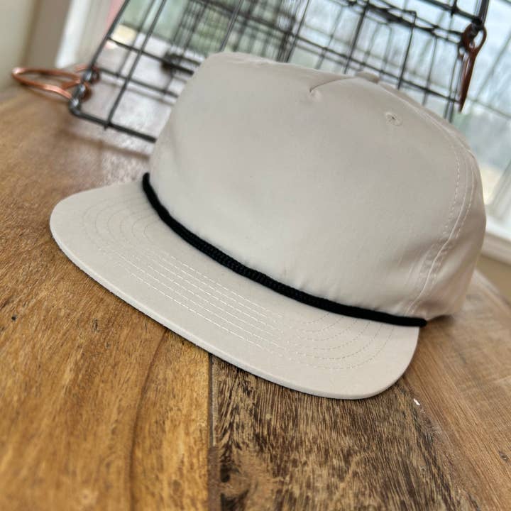 Vibes Hat Company - Wholesale Flat Brim Cap - Unisex - Vibes Retro Rope Hat- Khaki | Hat Bar | Blank Caps