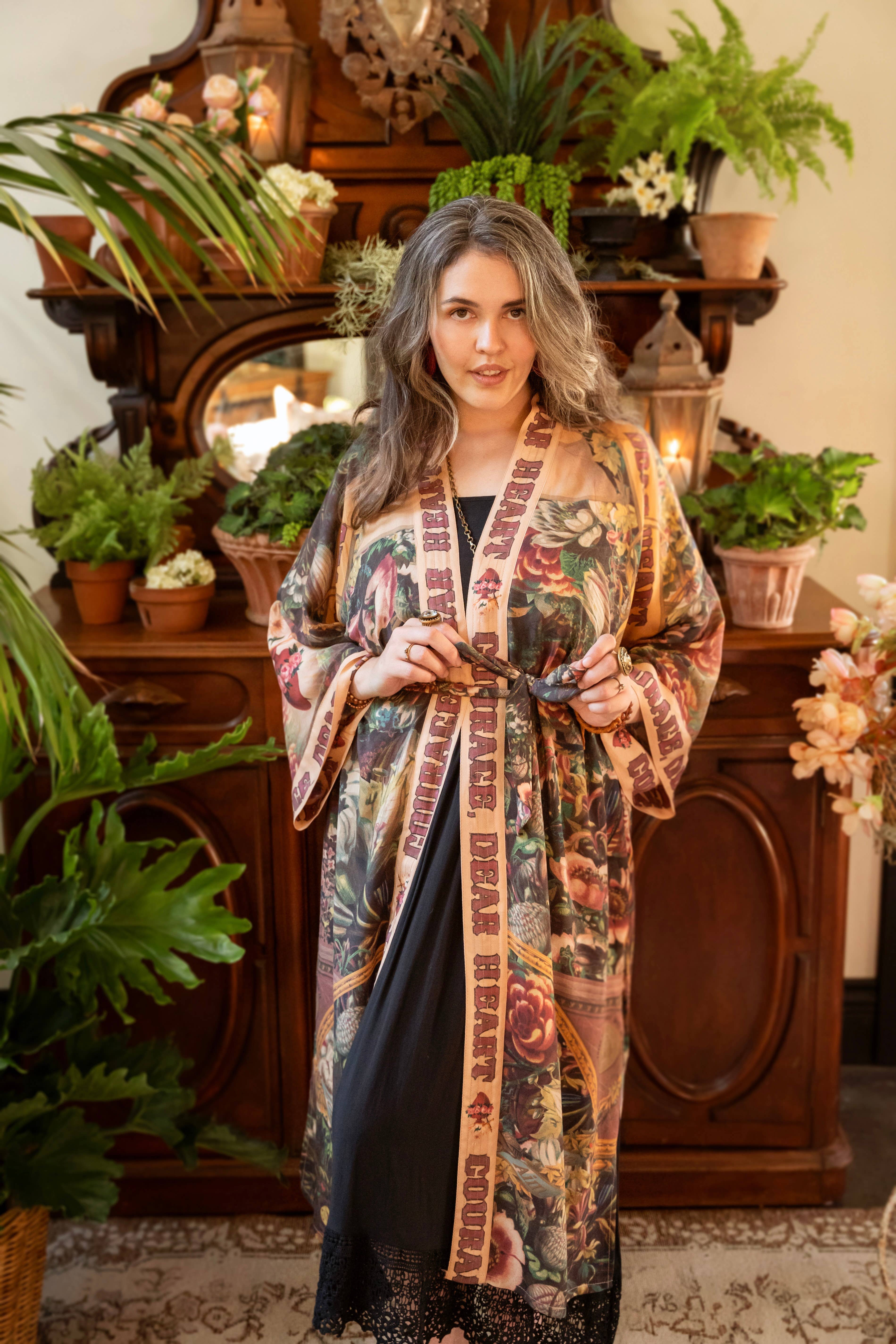 Market of Stars (USA) - Wholesale Kimono - Women's - Courage Dear Heart Opera Duster Kimono Robe w/ Sacred Heart19