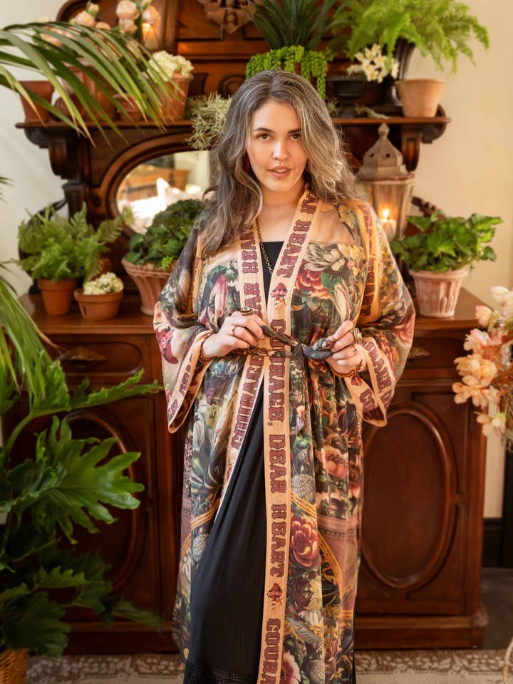 Market of Stars (USA) - Wholesale Kimono - Women's - Courage Dear Heart Opera Duster Kimono Robe w/ Sacred Heart19