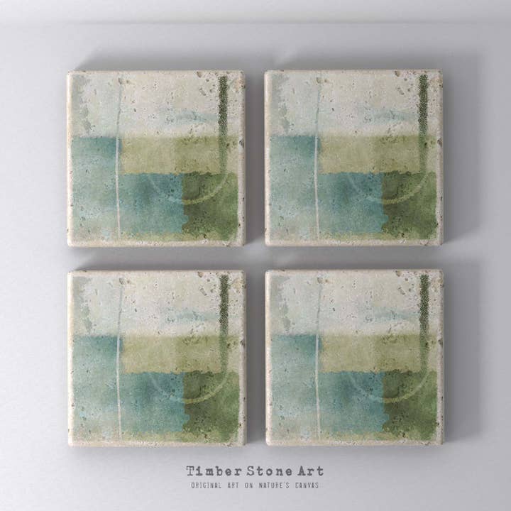 Conjunto de 4 Bases para Copos em Pedra Natural por atacado de Timber Stone Art