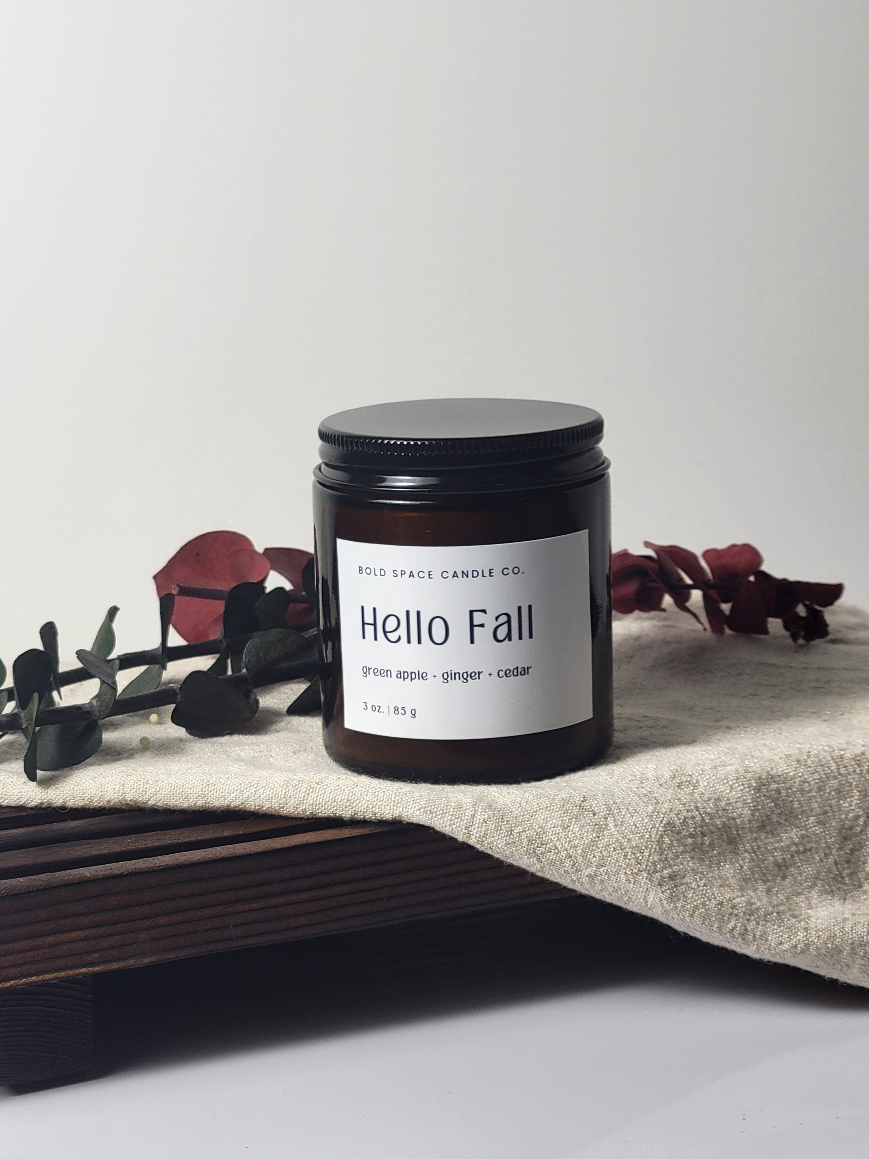 Bold Space Candle Co. - Wholesale Jar/Filled Candle - Hello Fall- 3 oz. Amber Soy Candle | Apple, Cedar & Ginger2