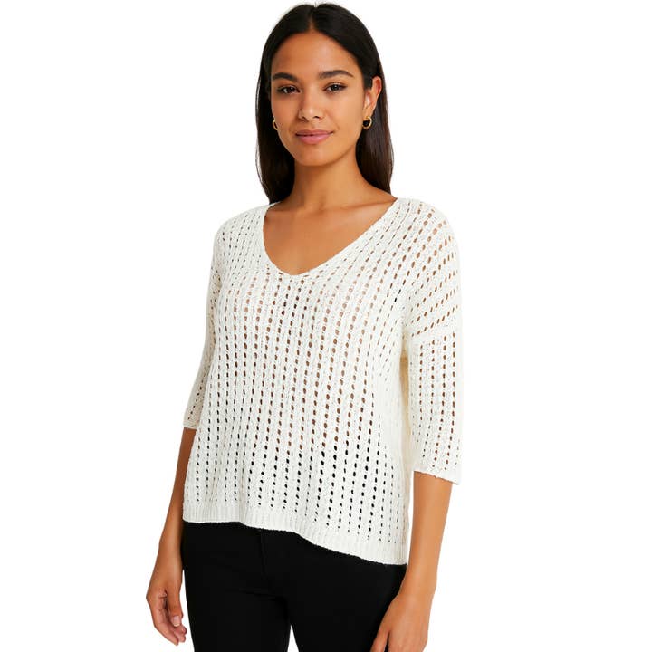 6018 Witte Vera May Italiaanse Modal Top voor wholesale door VeraMay