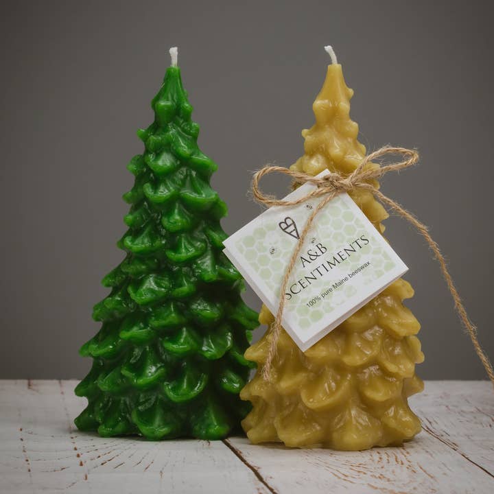 Pure Beeswax Large Christmas Tree Candle for wholesale by AandB Scentiments