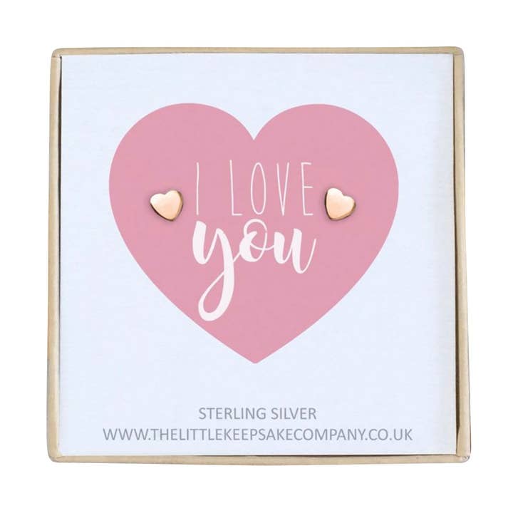 Rose Gold Vermeil Quote Earrings - I Love You for wholesale by The Little Keepsake Company