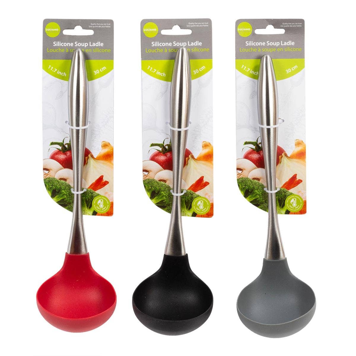 Luciano Gourmet - Vente Assortiment d'ustensiles de cuisine - Ensemble d'ustensiles de cuisine en silicone L.Gourmet en acier inoxydable6