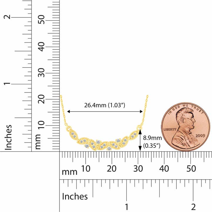 Fifth and Fine - Wholesale Pendant/Charm Necklace - 1/5 Cttw Diamond Mosaic Crescent Moon Smile Bar Pendant Neck