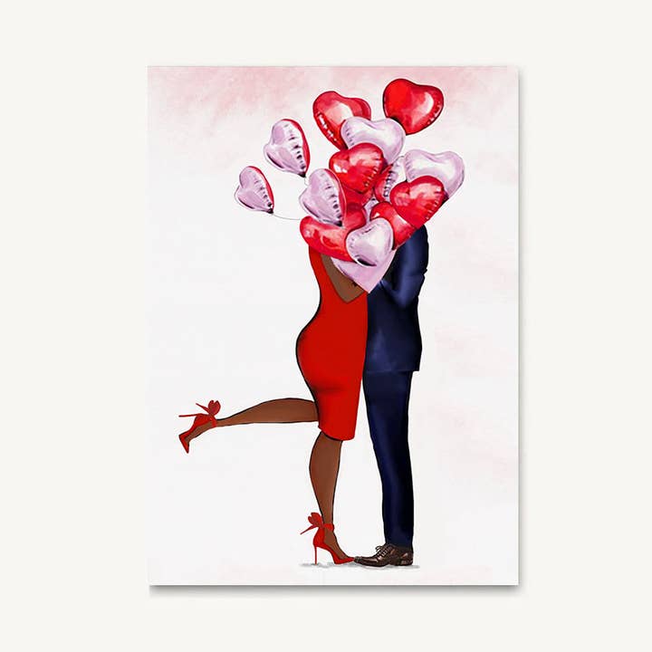 Tarjeta de felicitación con globos de corazón para venta al por mayor de Beyoutifully Brown®