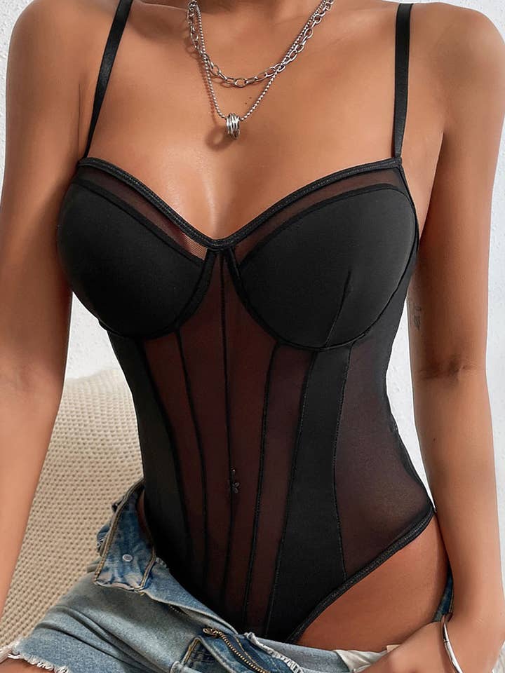 Strappy Sheer Panel Bodysuit and other Purchase Wholesale sheer bodysuit. Free Returns & Net 60 Terms on Faire trending on Faire.