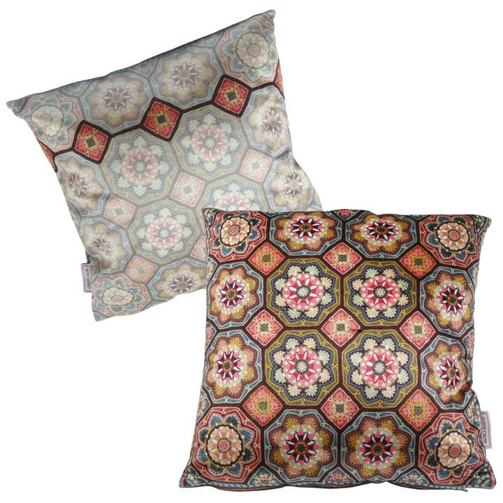 Fluwelen kussenhoes met Perzische tegels - Janie Crow voor wholesale door Emma Ball Ltd